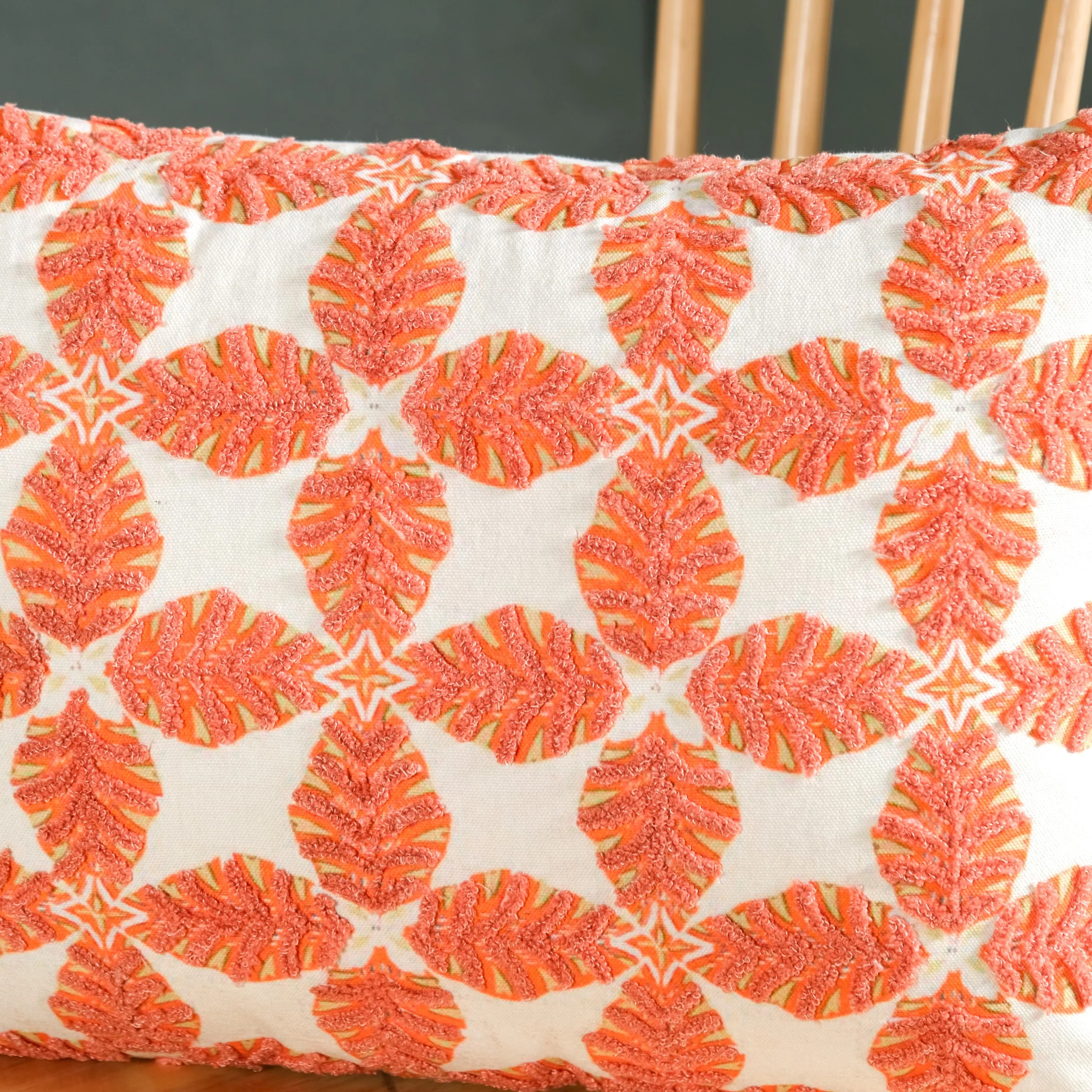 Coral Cotton Cushion Cover With Embroidery 50x36cm - Image 6