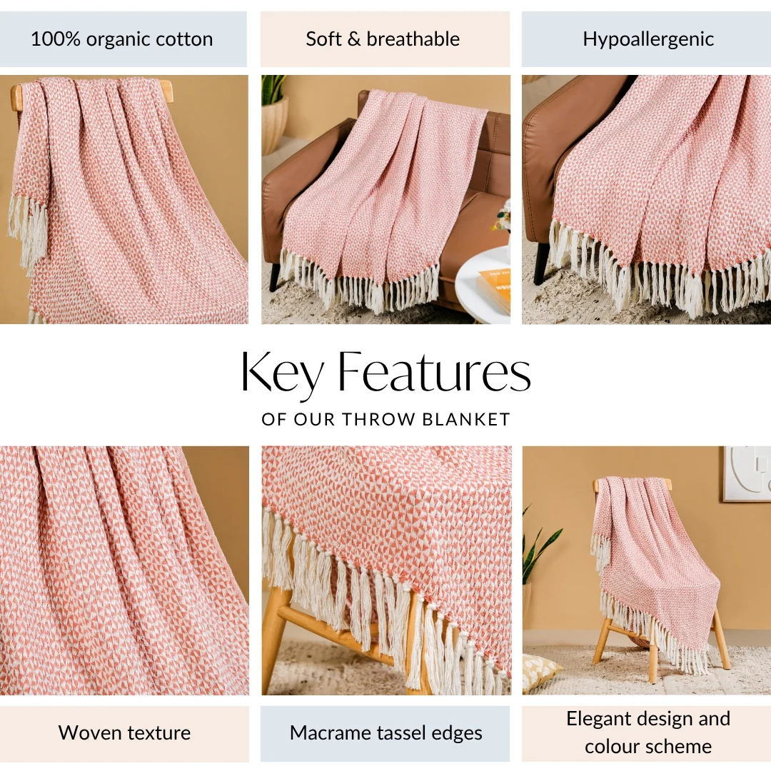 Coral Weave Pure Cotton Throw - Image 4