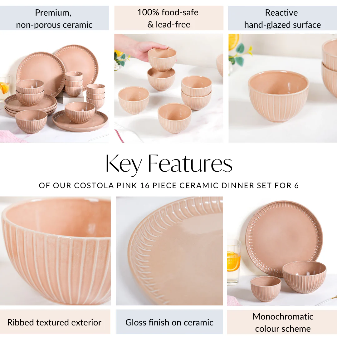 Costola Beige 16 Piece Ceramic Dinner Set For 6 - Image 5