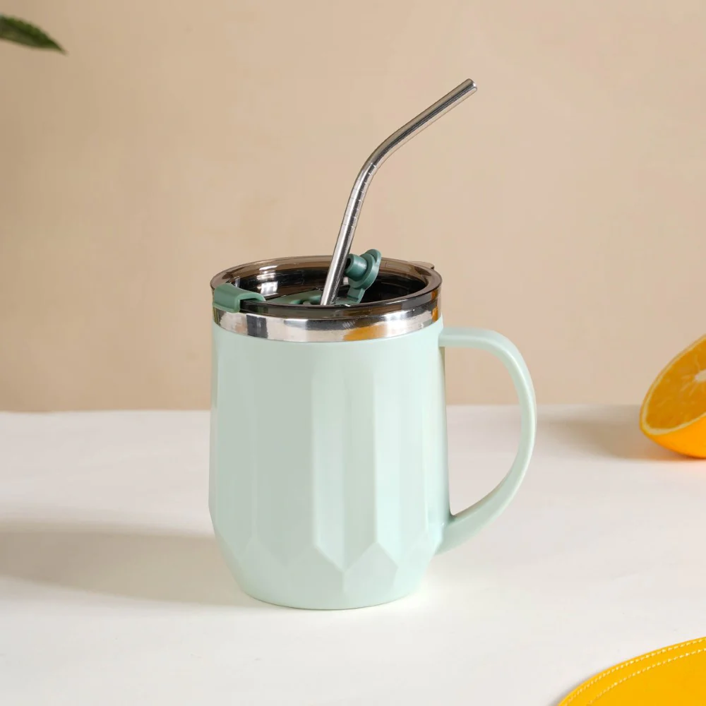 Couples Coffee Mug With Lid Set of 2 Mint Green 400ml - Image 13
