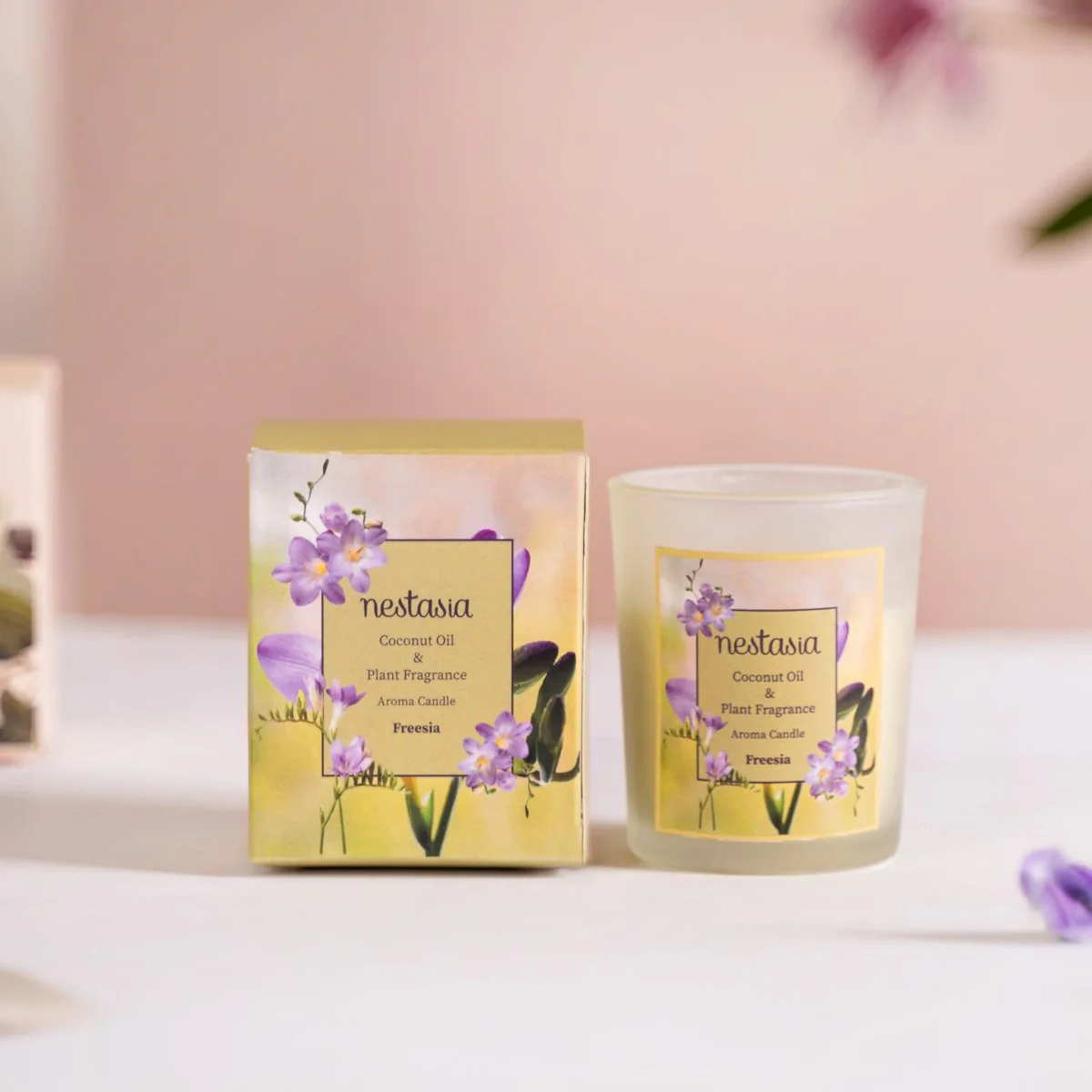 Cream Color Glass Candle - Image 7