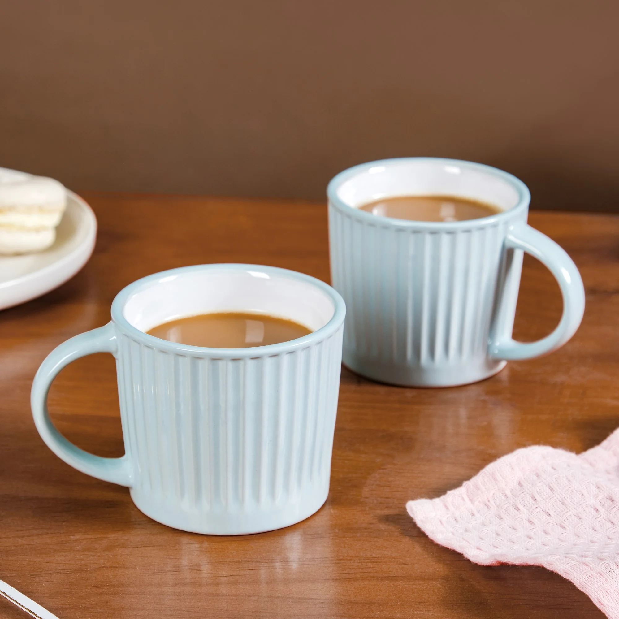 Cresta Ceramic Coffee Cup Set Of 6 Blue 300ml - Image 2