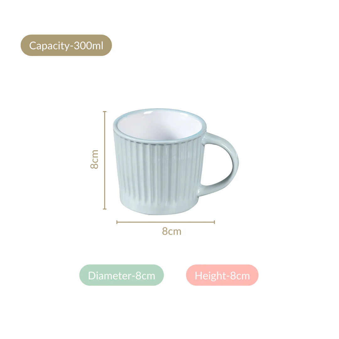 Cresta Ceramic Coffee Cup Set Of 6 Blue 300ml - Image 4