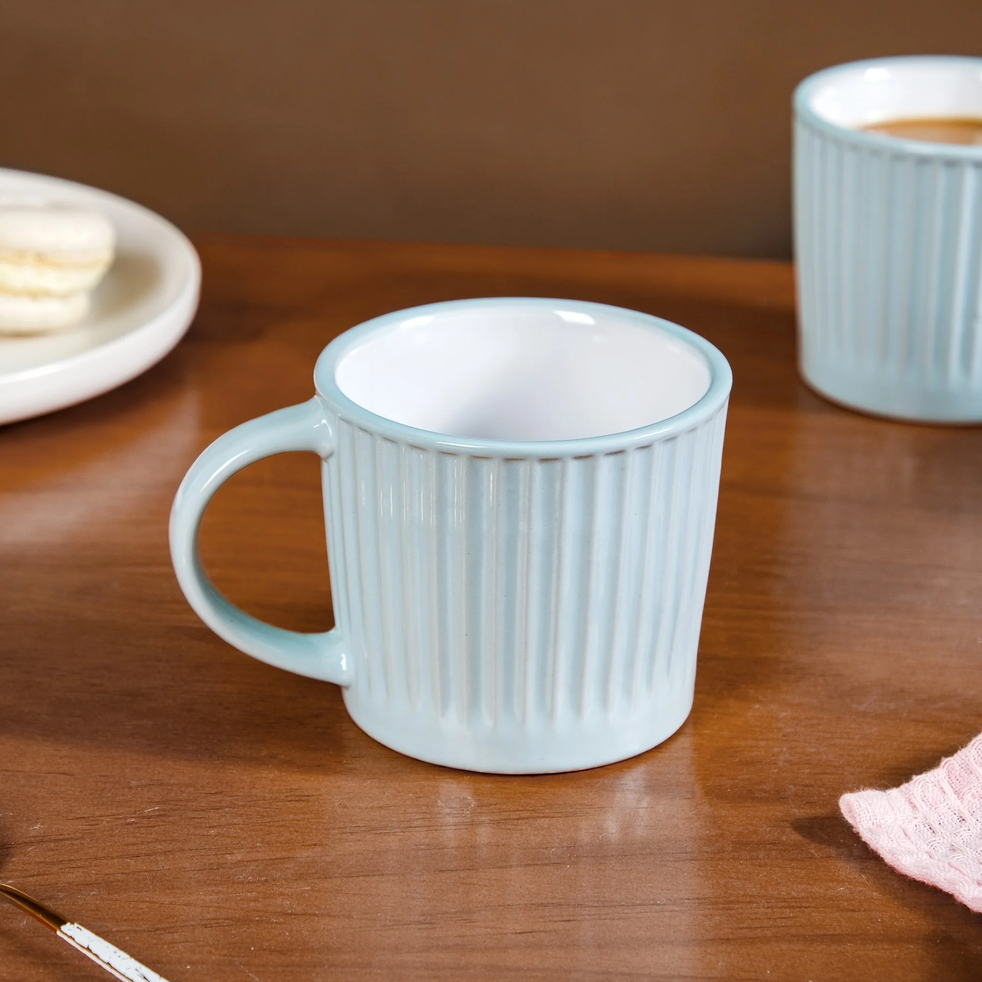 Cresta Ceramic Coffee Cup Set Of 6 Blue 300ml - Image 6