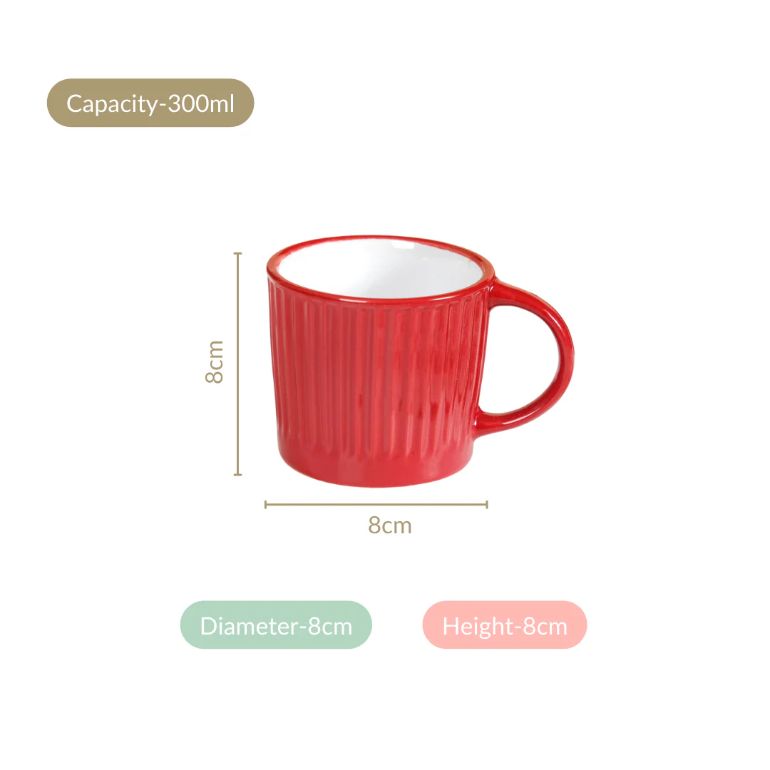 Cresta Ceramic Coffee Mug Set Of 6 Red 300ml - Image 4