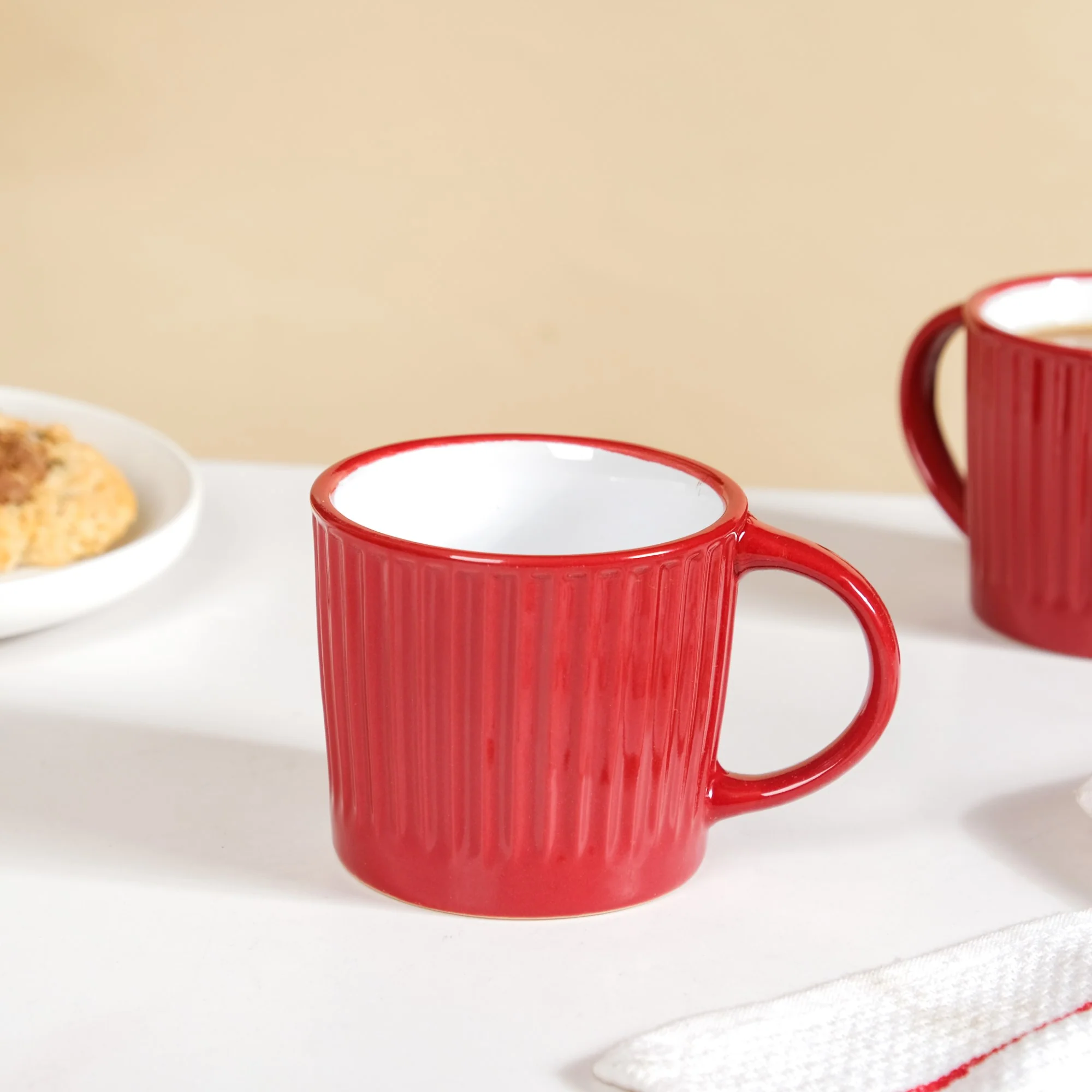 Cresta Ceramic Coffee Mug Set Of 6 Red 300ml - Image 6