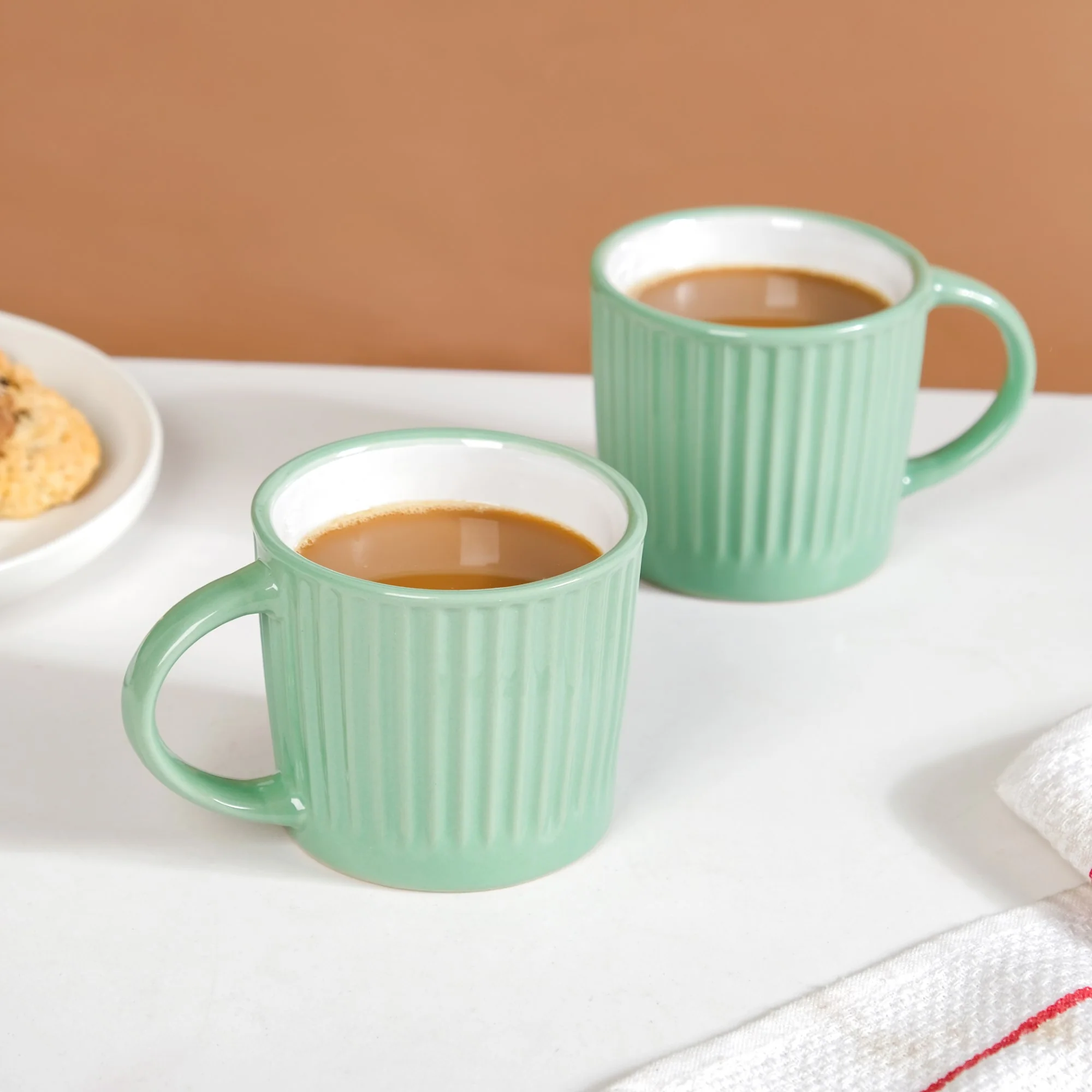 Cresta Set Of 6 Ceramic Coffee Mug Green 300ml - Image 2