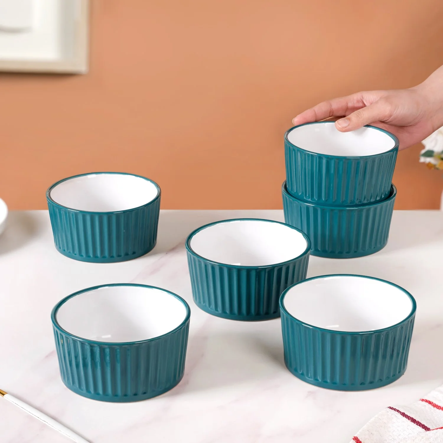 Cresta Snack Bowl Set Of 6 Teal 400ml - Image 3