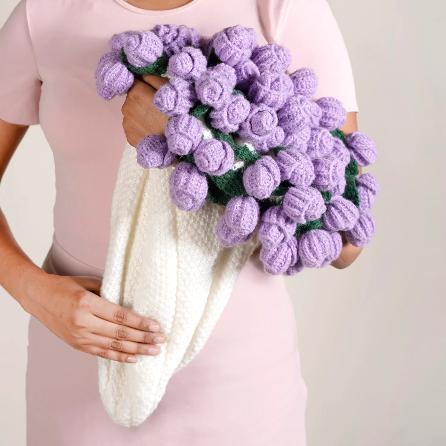 Crochet Flower Bouquet Throw Purple 80cm