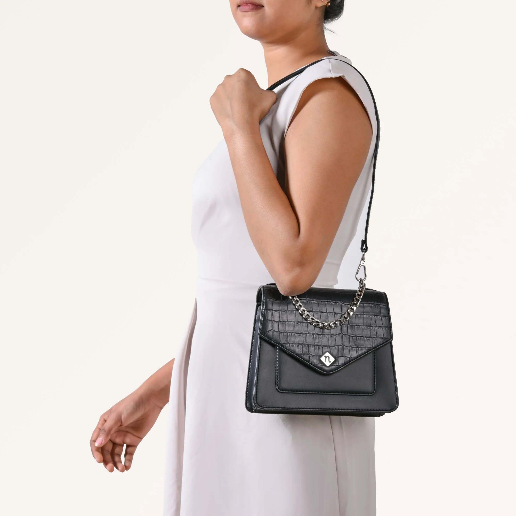 Croco Black Sling Bag - Image 11