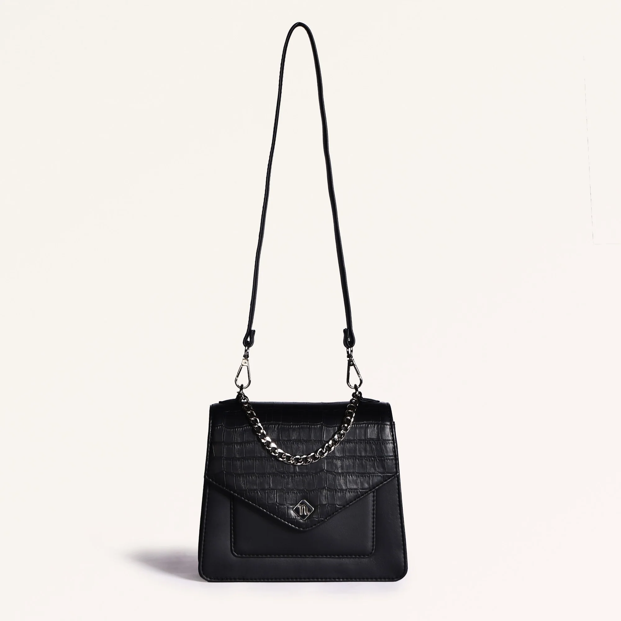 Croco Black Sling Bag - Image 2