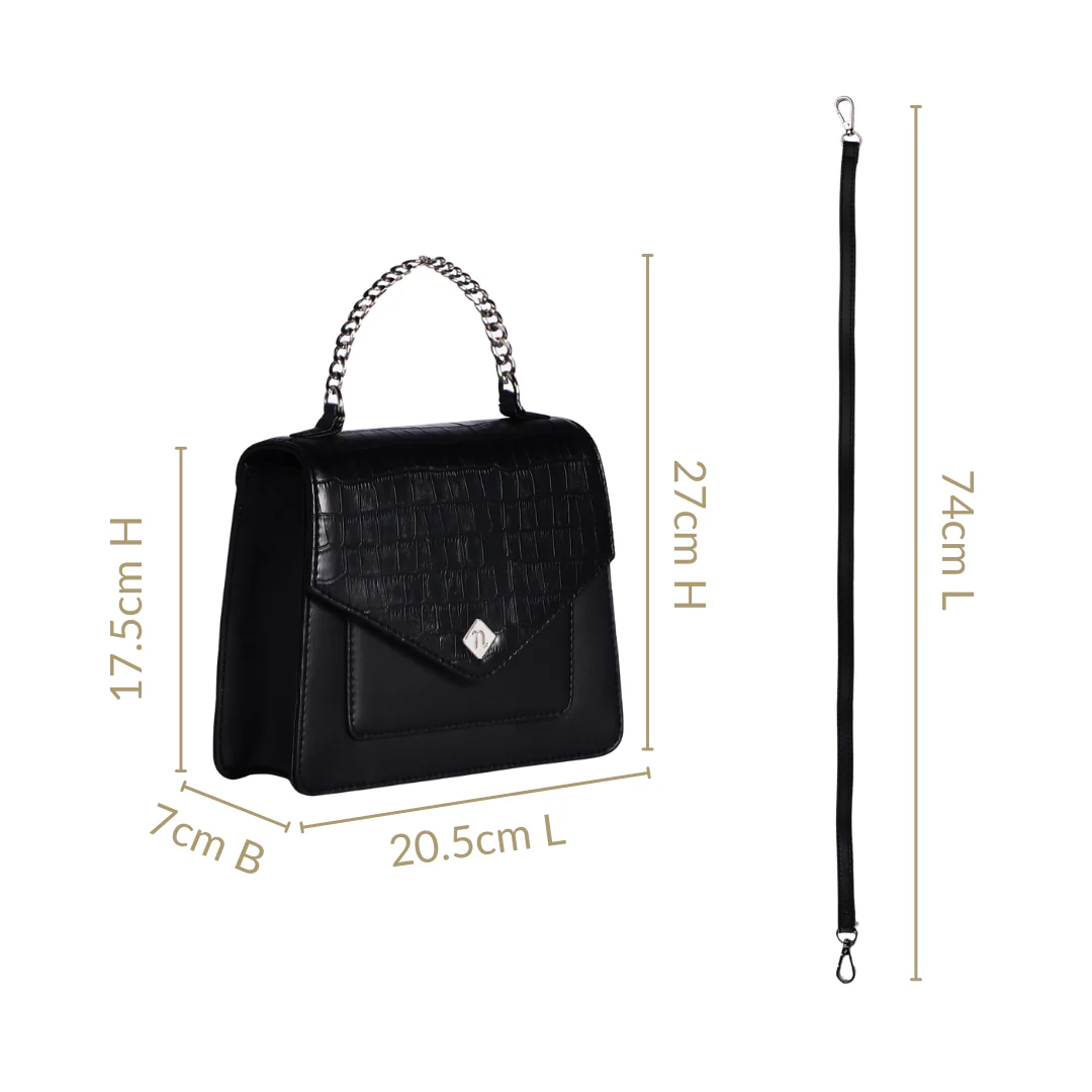 Croco Black Sling Bag - Image 4