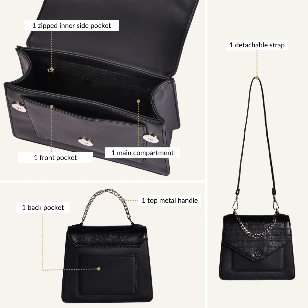 Croco Black Sling Bag - Image 6