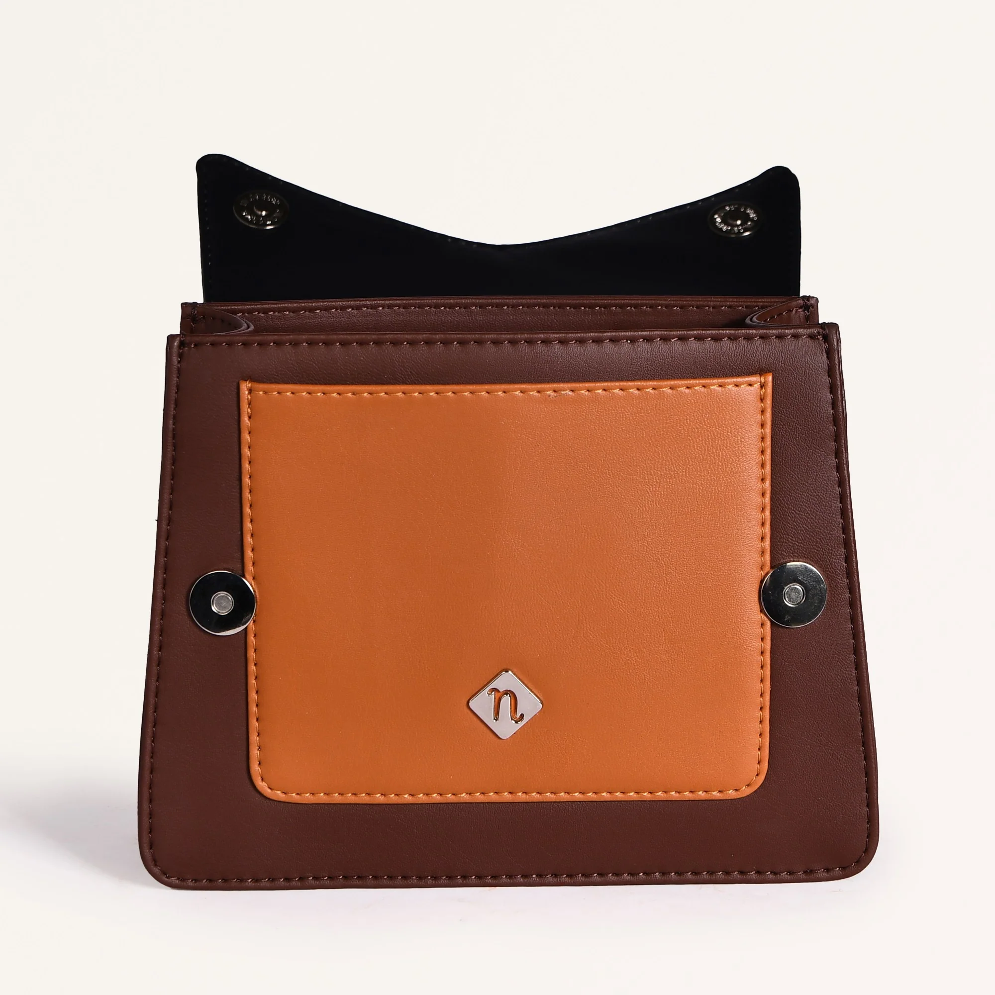 Croco Brown And Orange Handheld Bag - Image 8