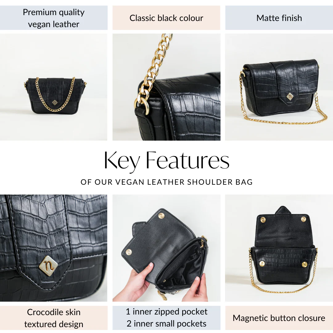 Croco Go-To Outing Bag Black - Image 8