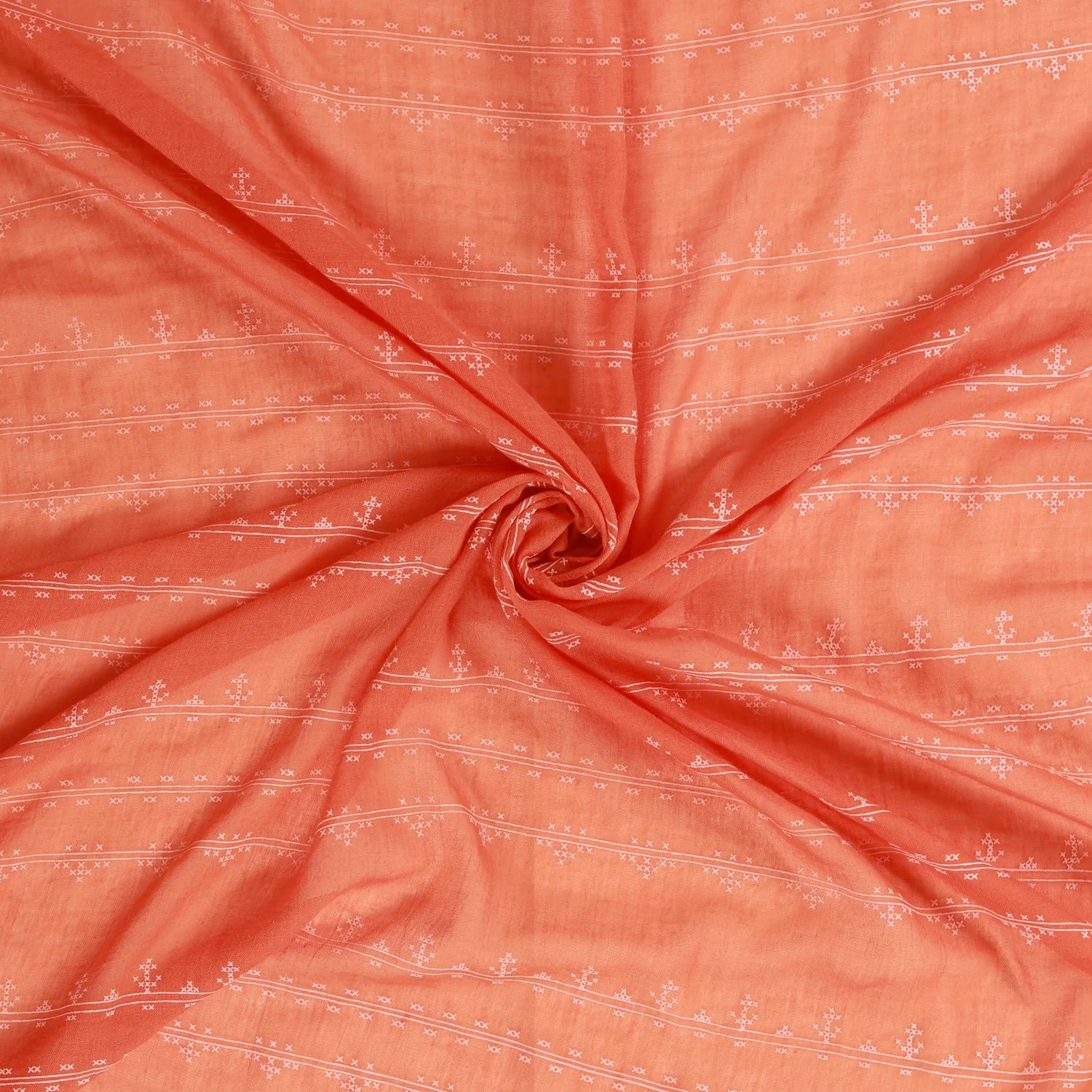 Cross Stitch Scarf With Tassels Orange - Image 5