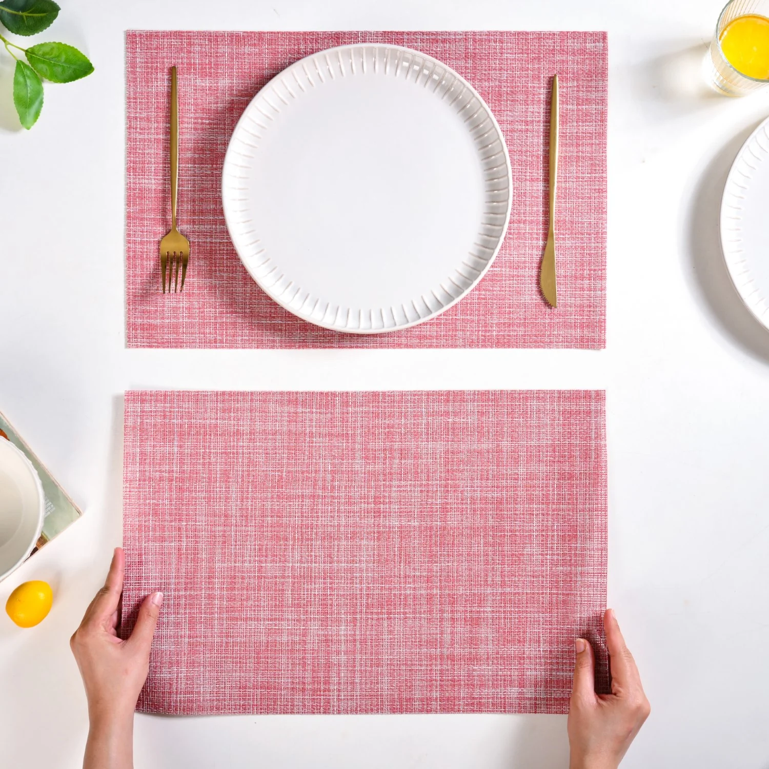 Crosshatch Red Placemat Set Of 6 - Image 3