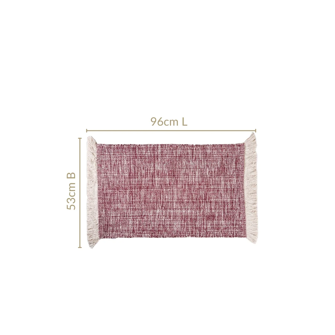 Crossweave Cotton Anti Slip Floor Mat Magenta 96x53cm - Image 2