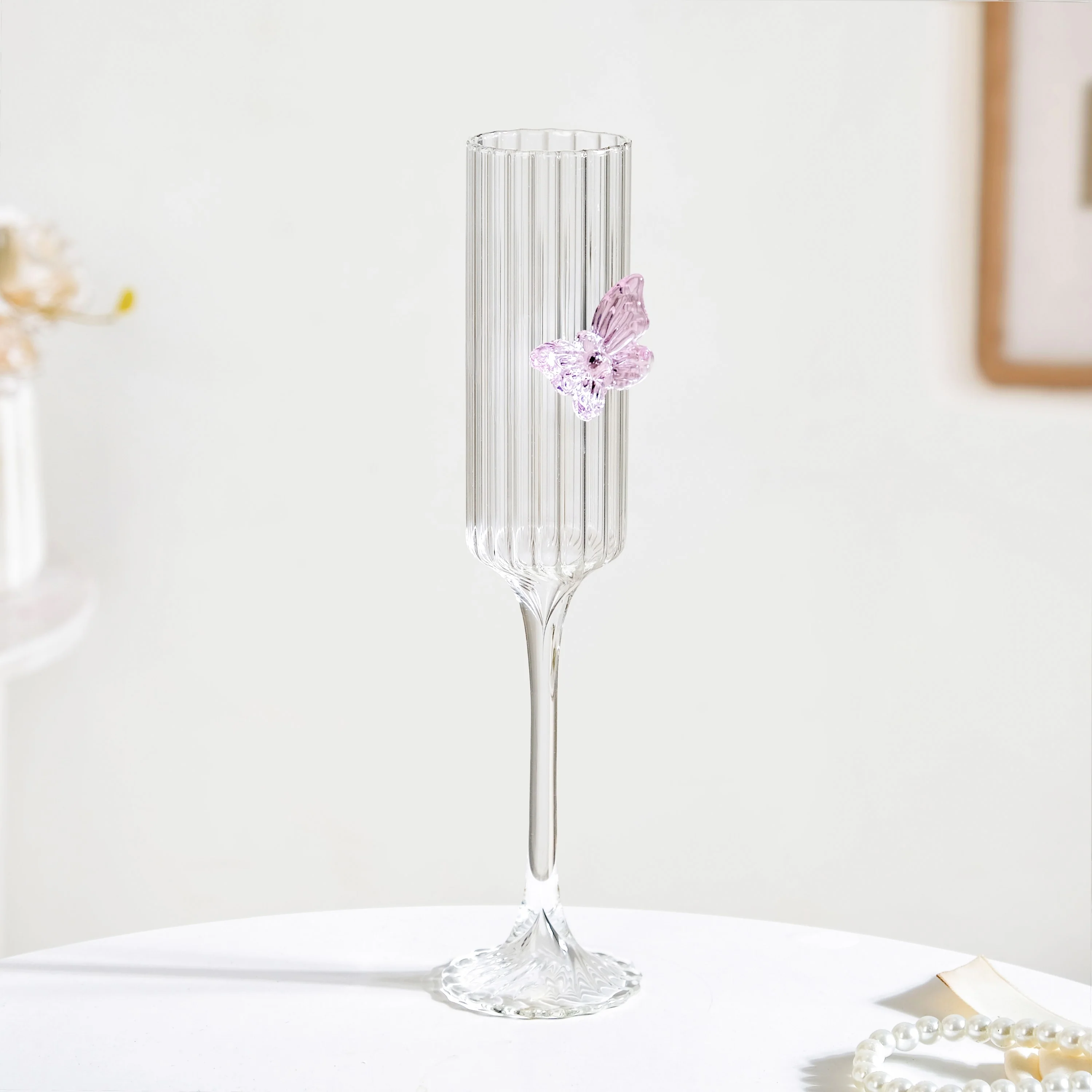 Crystal Butterfly Fluted Champagne Glass 190ml - Image 8