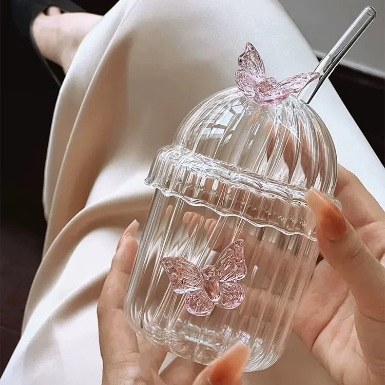 Crystal Fairy Core Butterfly Tumbler With Lid And Straw 450ml Set Of 2 - Image 11