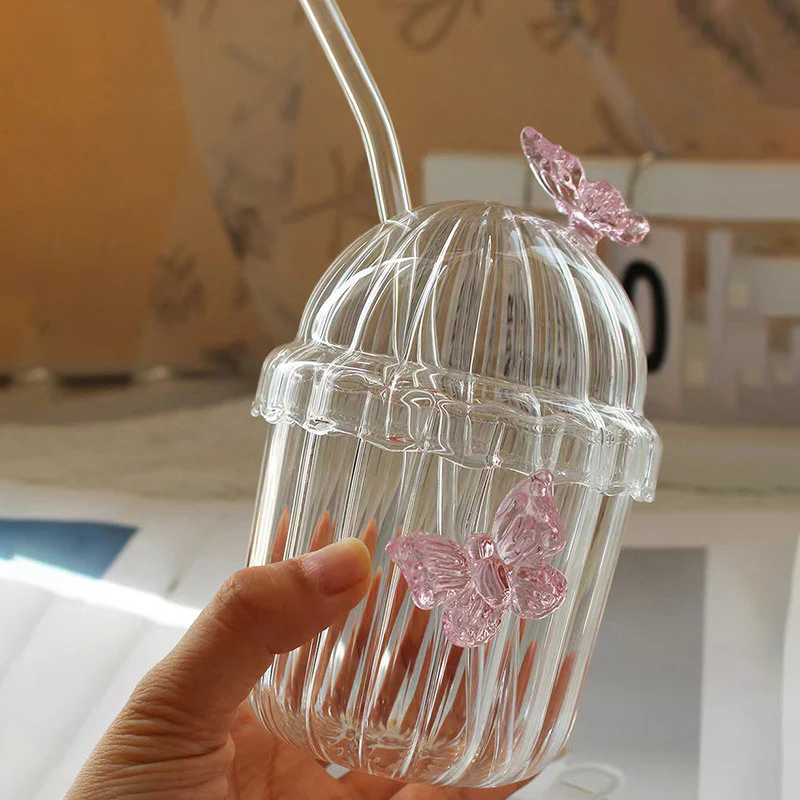 Crystal Fairy Core Butterfly Tumbler With Lid And Straw 450ml Set Of 2 - Image 2