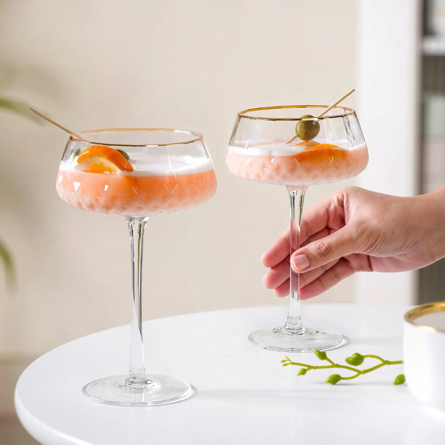 Crystal Gold Rim Cocktail Glass Set Of 2 320ml - Image 3