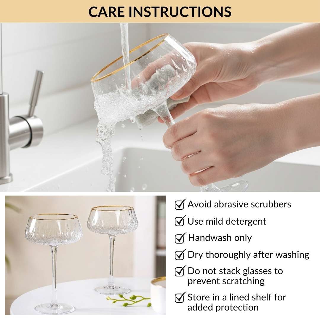 Crystal Gold Rim Cocktail Glass Set Of 2 320ml - Image 8