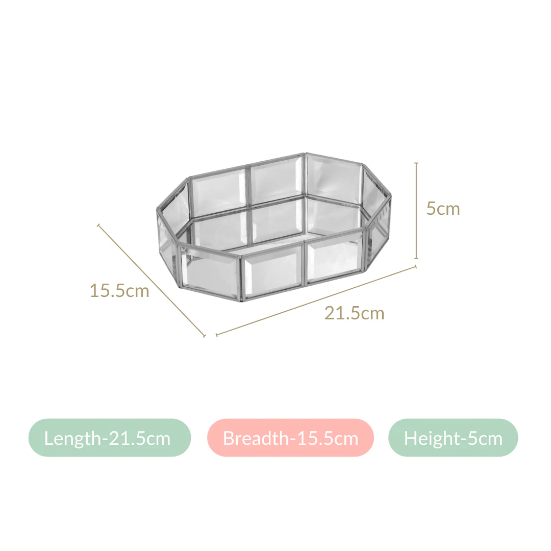 Crystal Mirror Base Vanity Tray Silver Small - Image 4