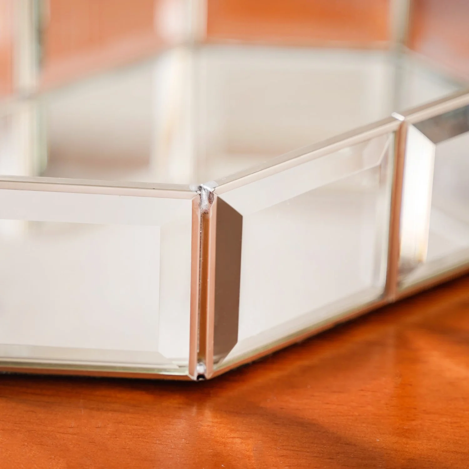 Crystal Mirror Base Vanity Tray Silver Small - Image 7