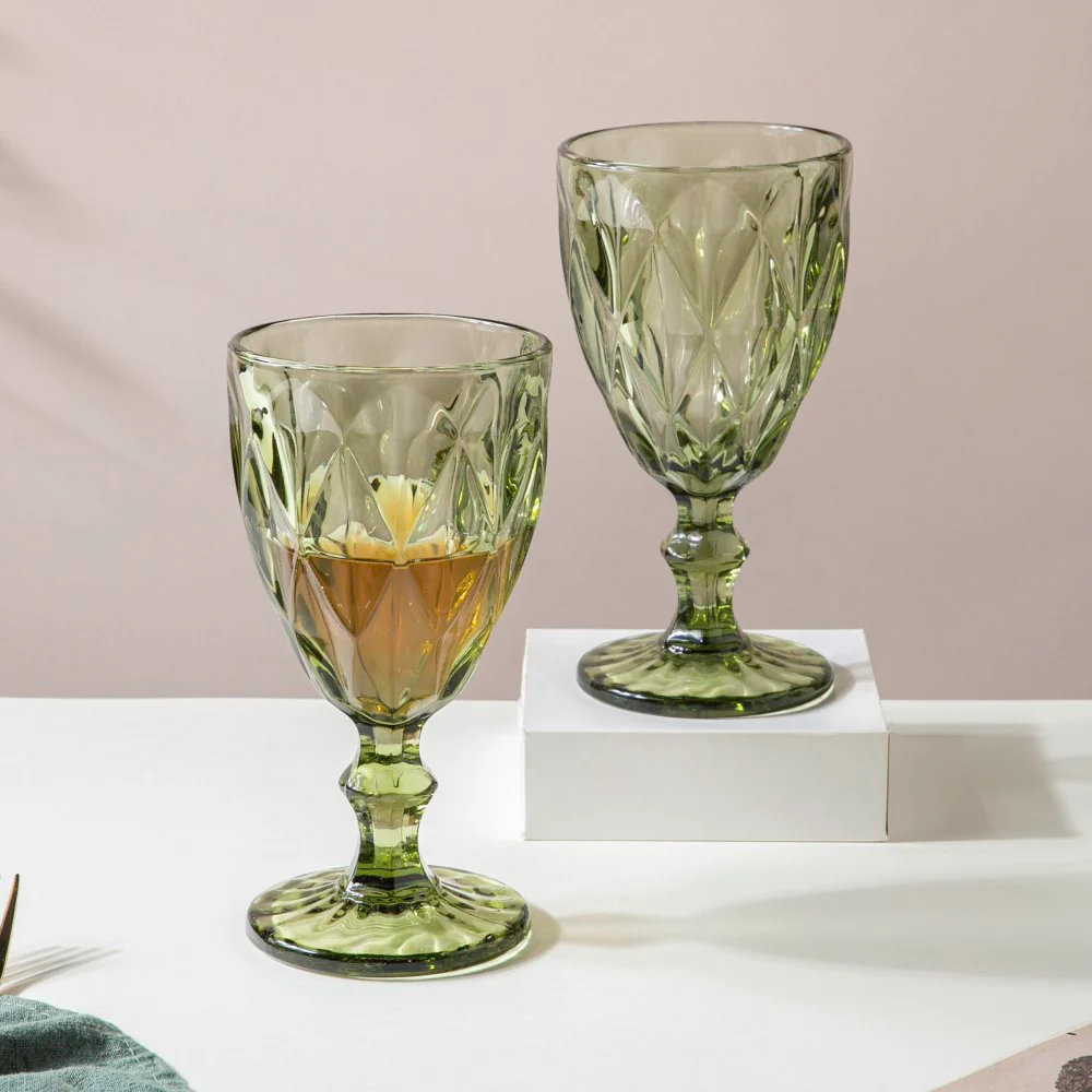 Crystal Red Wine Glass Green Set Of 6 300 ml - Image 5