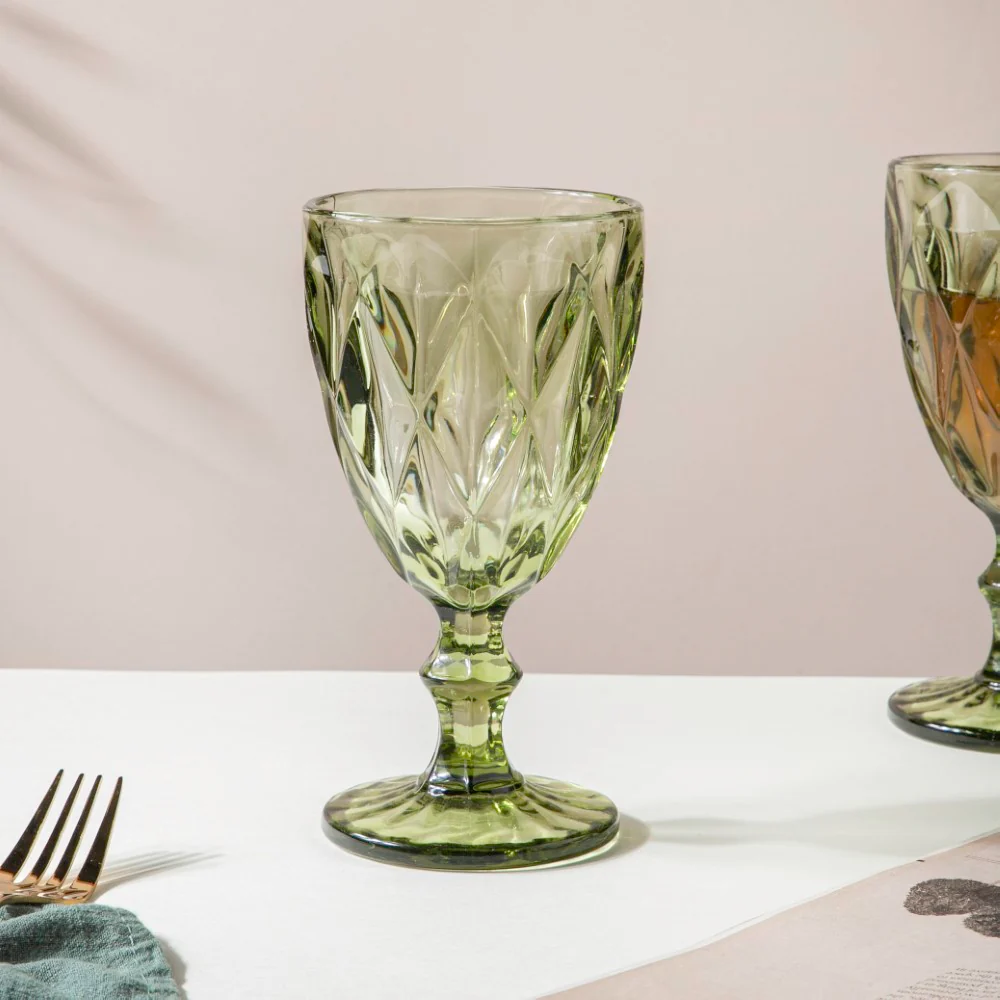 Crystal Red Wine Glass Green Set Of 6 300 ml - Image 6