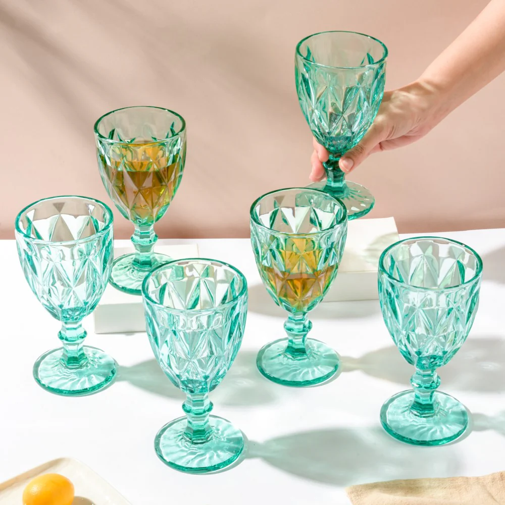 Crystal Red Wine Glass Teal Set Of 6 300 ml - Image 2