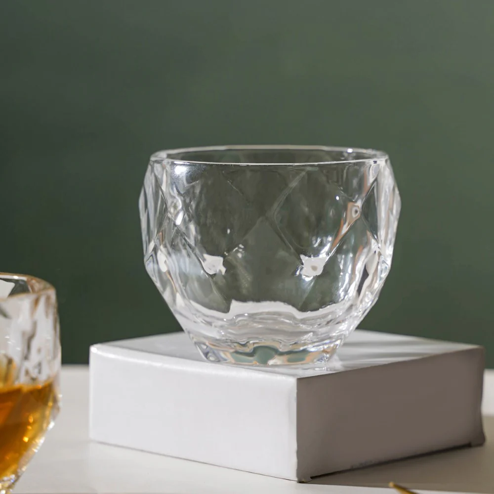Crystal Round Diamond Textured Drinkware Set of 2 250 ml - Image 5