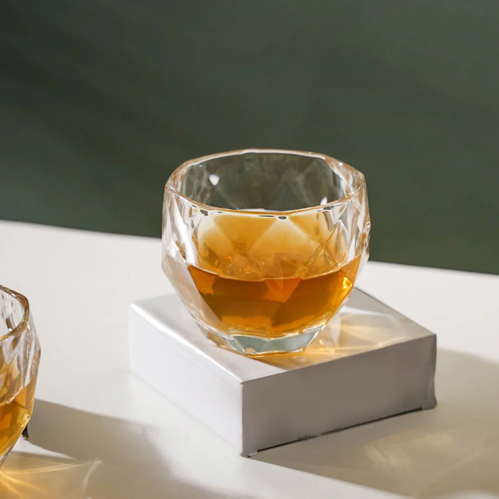 Crystal Round Diamond Textured Drinkware Set of 2 250 ml - Image 9