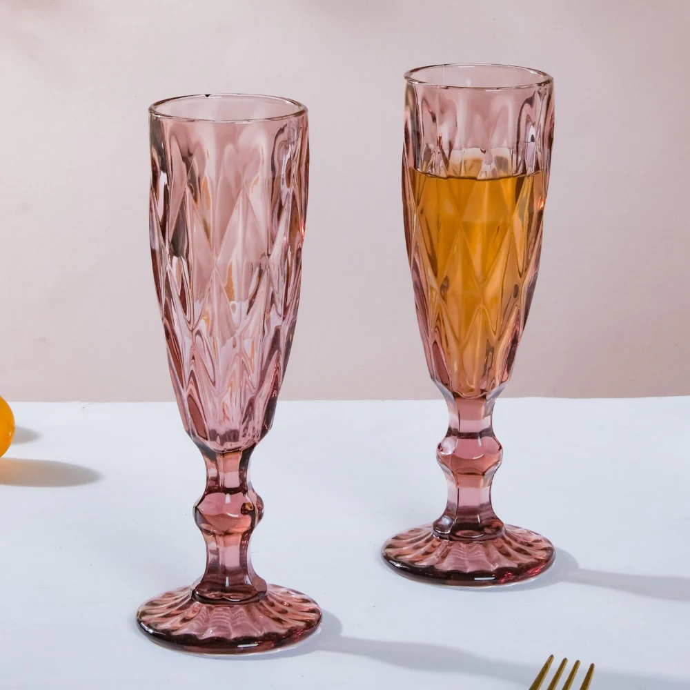 Crystal Textured Champagne Glass Mauve Set Of 6 150 ml - Image 7