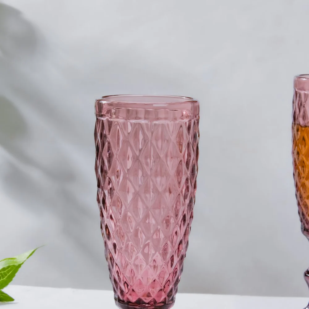 Textured Luxe Champagne Glass Purple Set Of 6 150 ml - Image 6