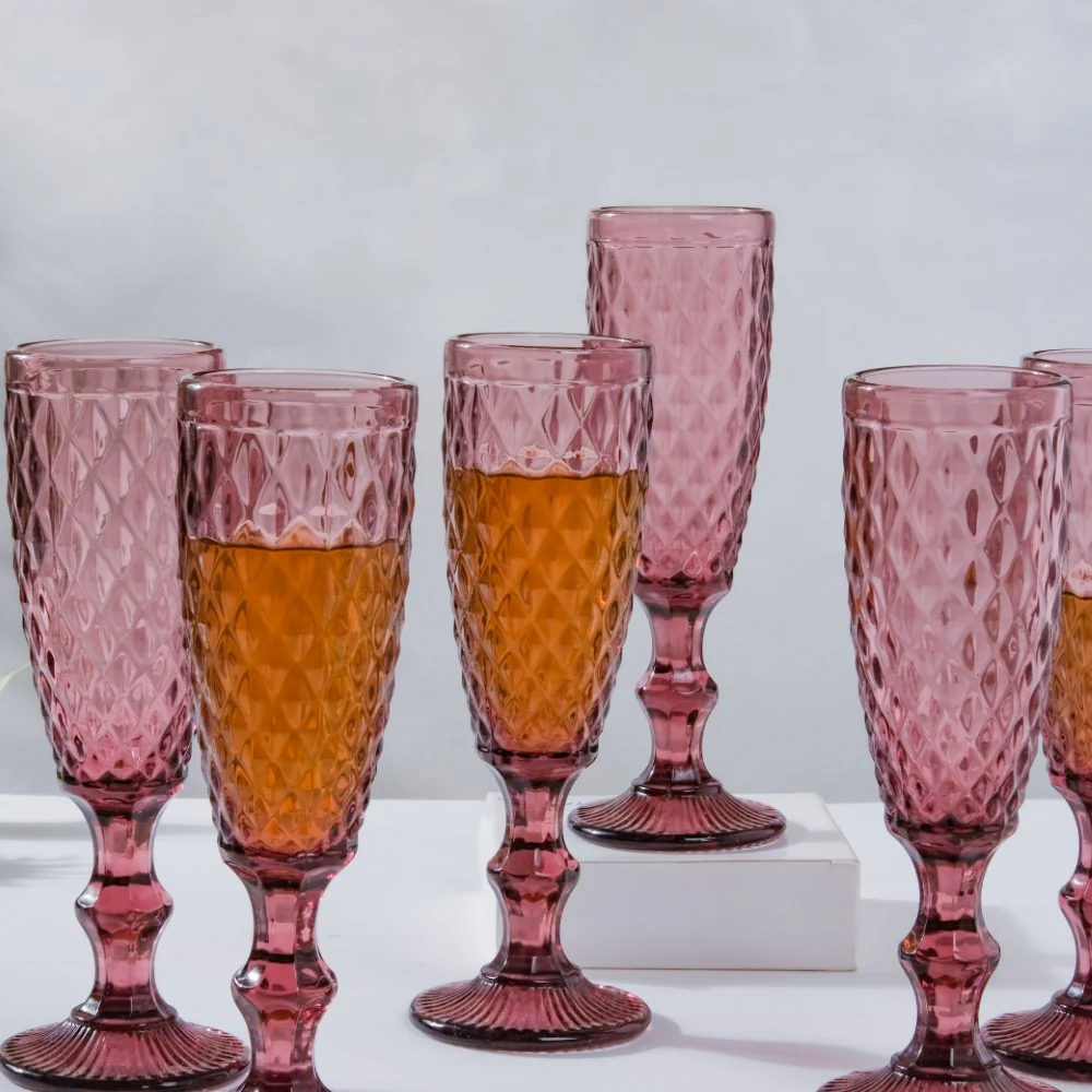 Textured Luxe Champagne Glass Purple Set Of 6 150 ml - Image 7