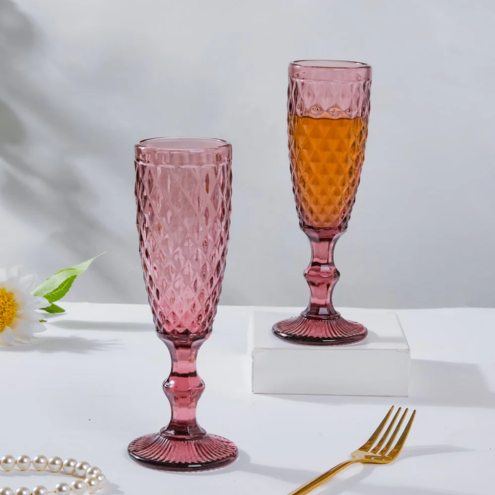 Textured Luxe Champagne Glass Purple Set Of 6 150 ml - Image 8