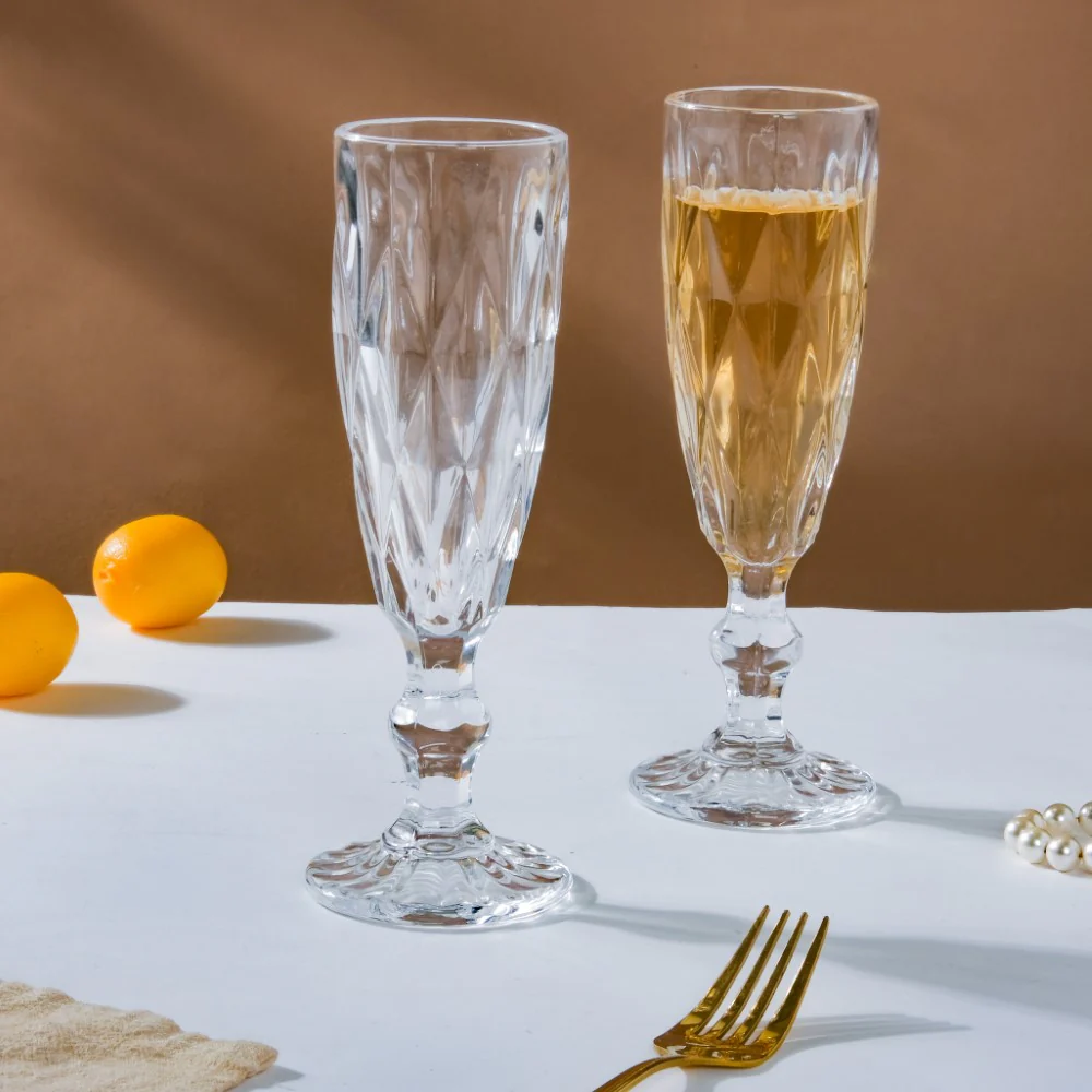 Crystal Textured Champagne Glass Transparent Set Of 6 150 ml - Image 7