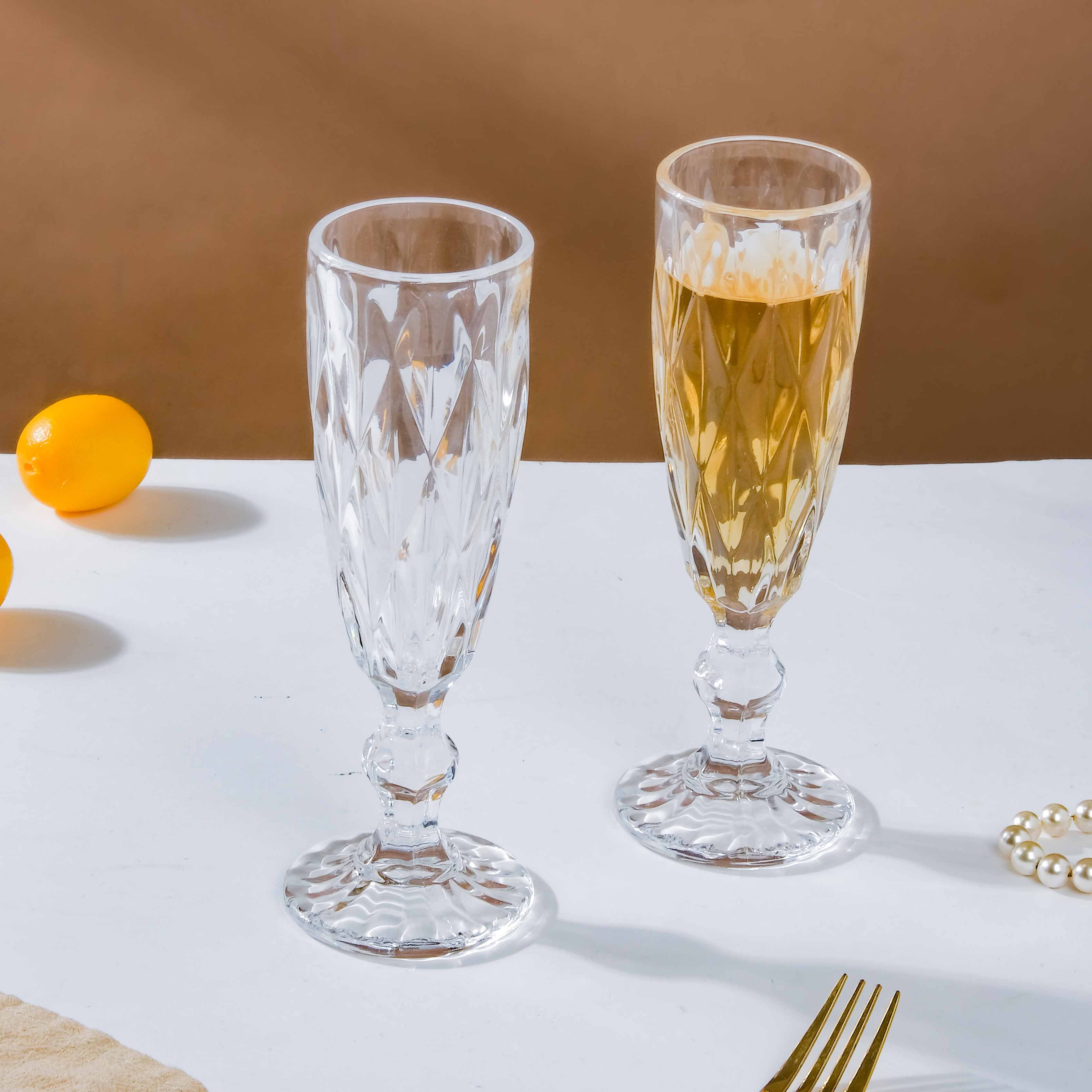 Crystal Textured Champagne Glass Transparent Set Of 6 150 ml - Image 9