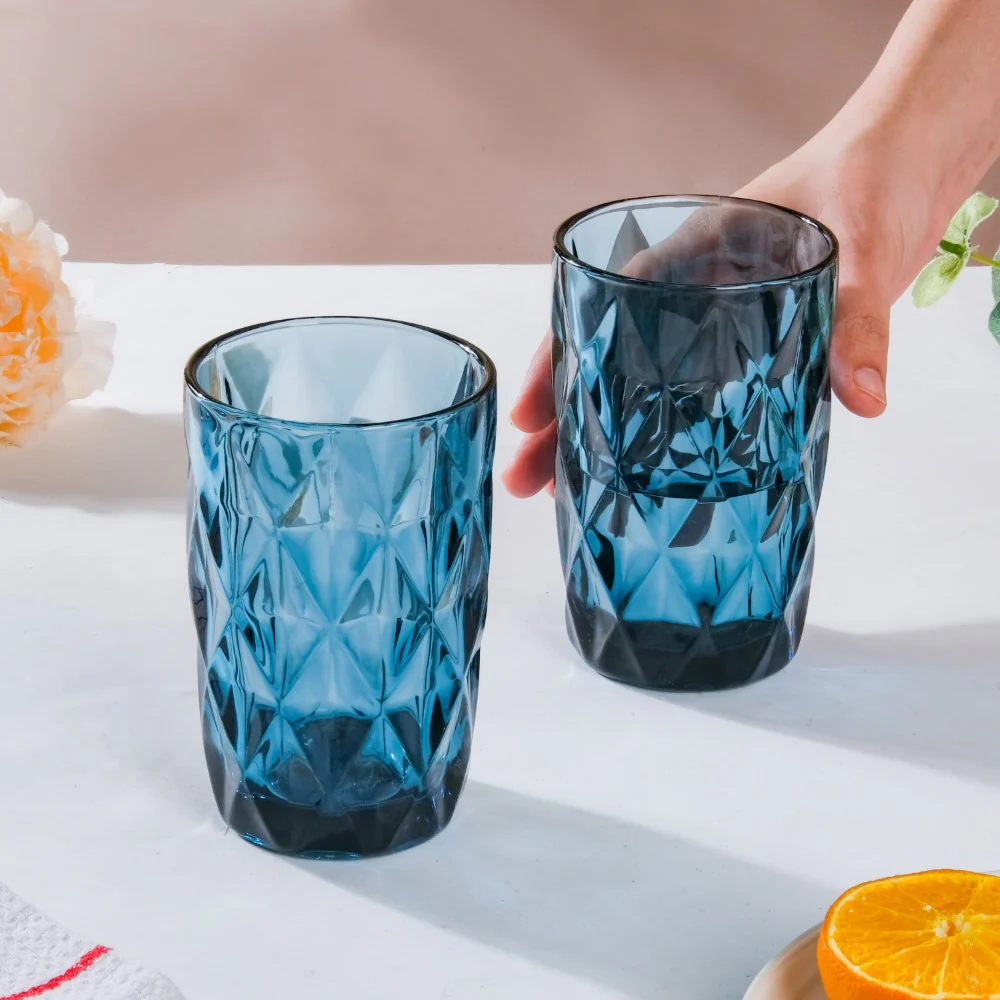 Crystal Tumbler Glass Blue Set Of 6 350 ml - Image 2
