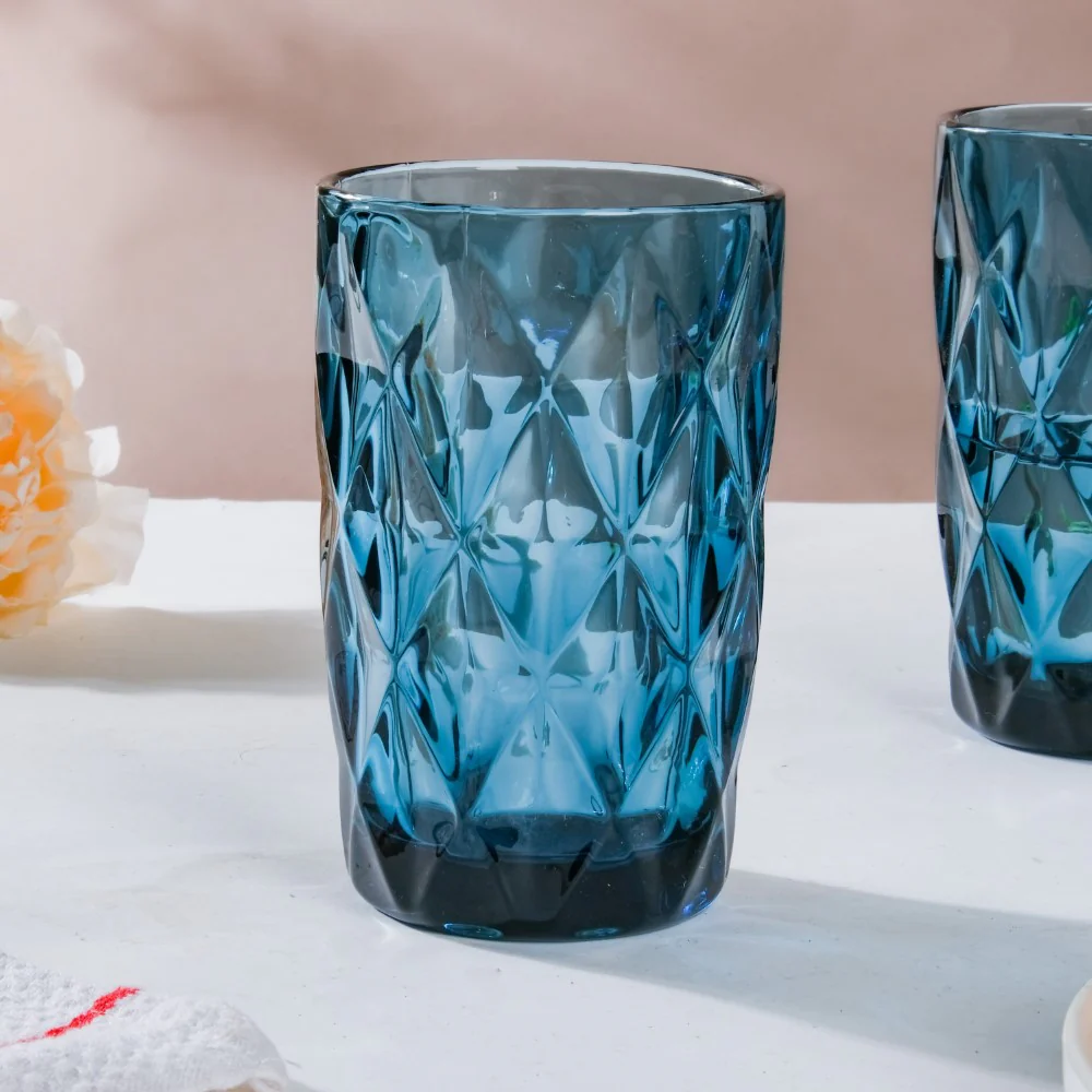 Crystal Tumbler Glass Blue Set Of 6 350 ml - Image 6