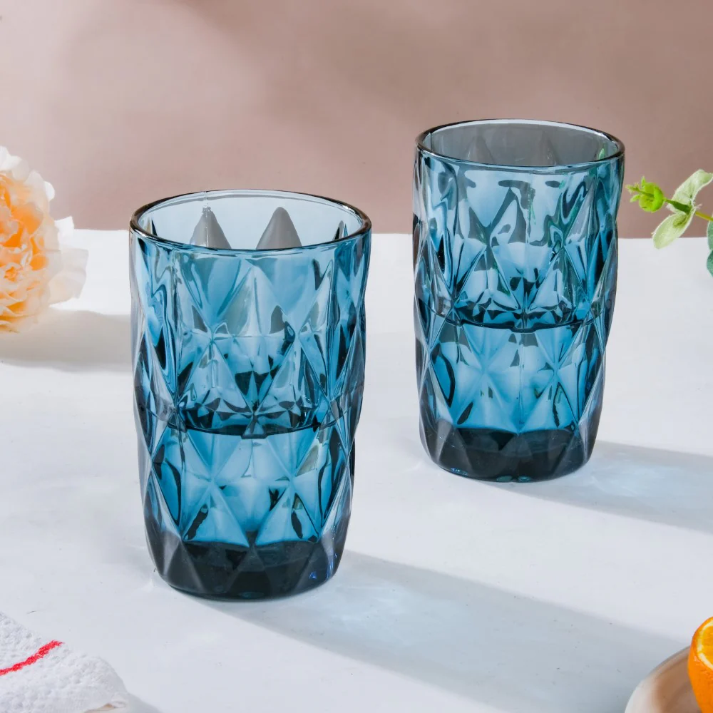 Crystal Tumbler Glass Blue Set Of 6 350 ml - Image 8