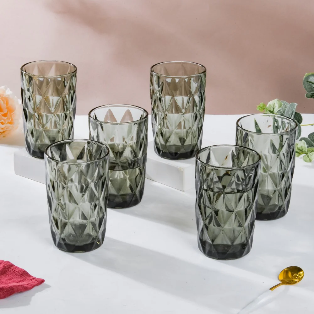 Crystal Tumbler Grey Large Set Of 6 350 ml - Image 4