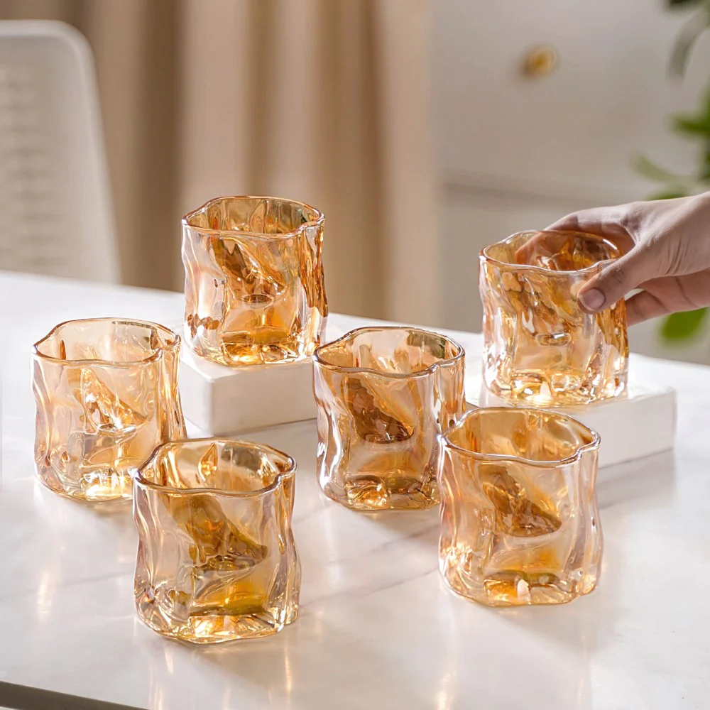 Crystal Water Glass Amber Set of 6 - Image 2