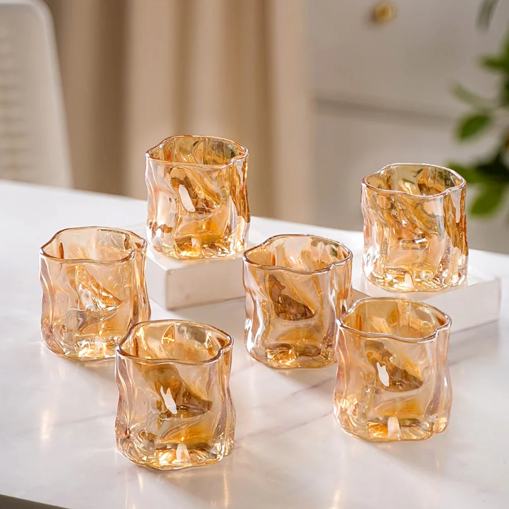 Crystal Water Glass Amber Set of 6 - Image 6