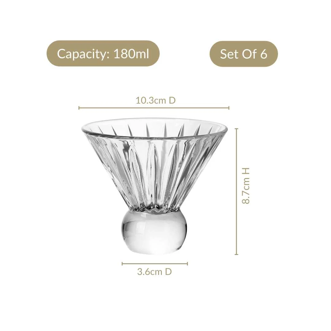 Cut Glass Ball Cocktail Glass Set Of 6 180ml - Image 5