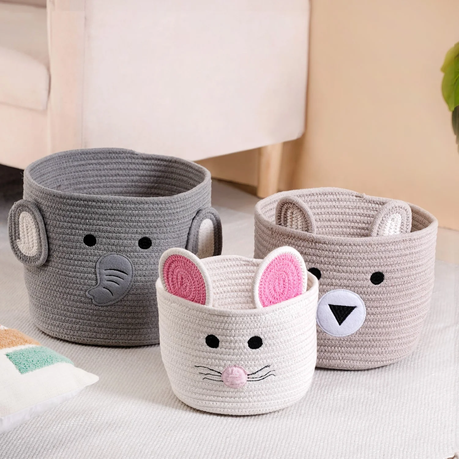 Animal Storage Baskets Set Of 3 - Image 3