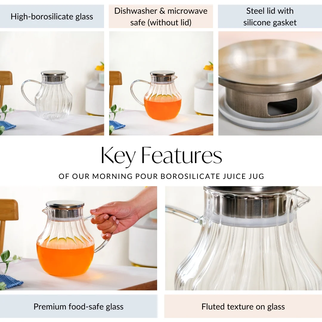 Morning Pour Borosilicate Juice Jug 1200ml - Image 4
