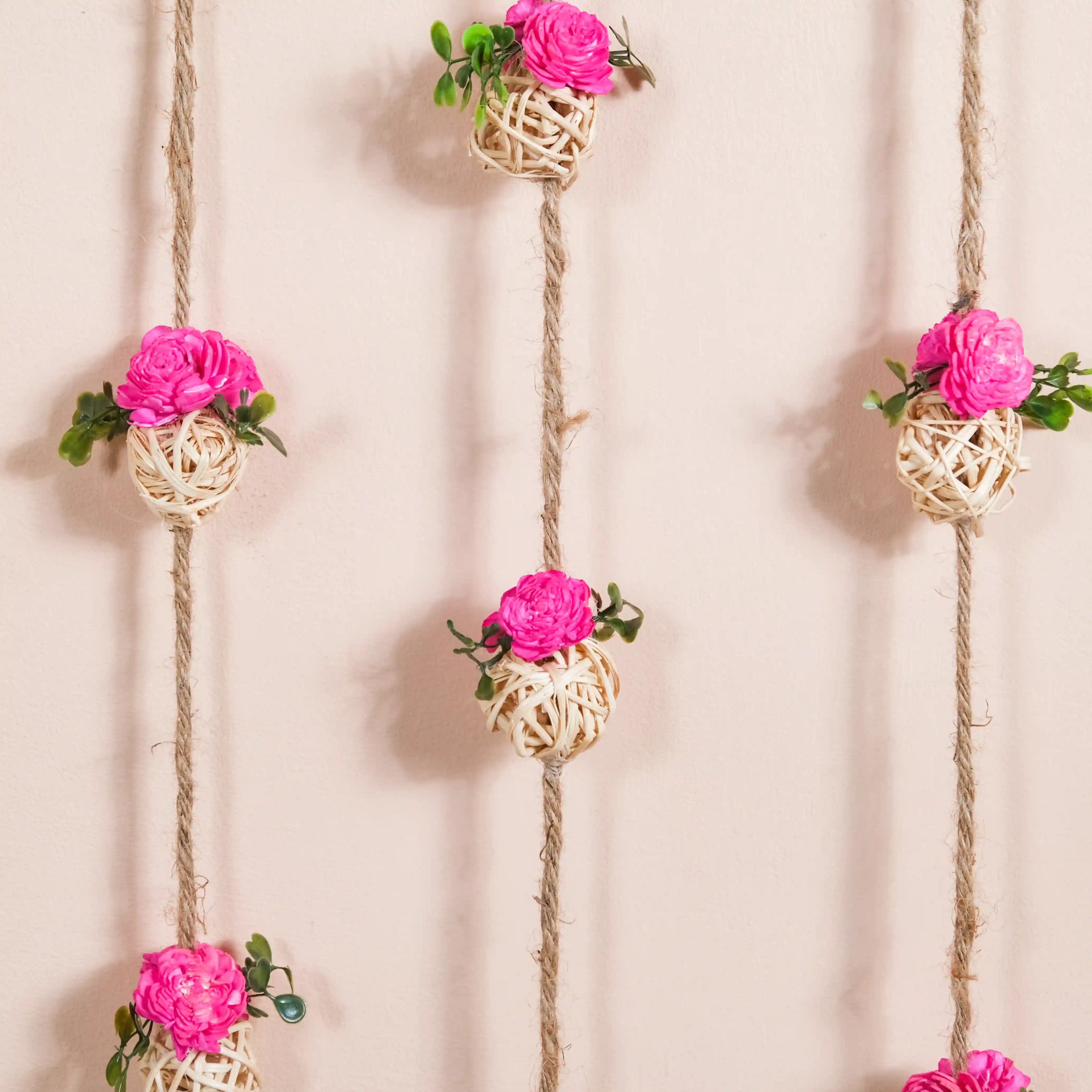 Dainty Dried Flower Wall Hanging Sustainable Set Of 6 Pink - Image 4